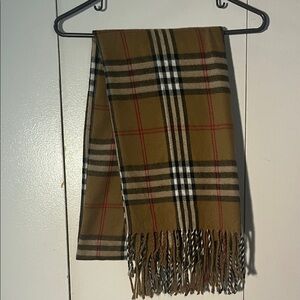 CASHMERE PURA LANA MADE IN FLORENCE  ITALY ELEGANT Tan Plaid Scarf